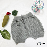 ショートパンツ ニットパンツ ベビーパンツ 赤ちゃん キッズ 男の子 女の子 ボトムス 弾性 ウエストゴム 子供服 乳幼児 格子 シンプル 可愛い 66 70 80 90 100 110 120 130