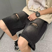 ハーフパンツ デニムパンツ 半ズボン 5分丈 ボトムス メンズ 男性 ダメージ加工 ゆったり イージーパンツ カジュアル おしゃれ 大きいサイズ 短パン