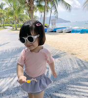 ブルマパンツ かぼちゃパンツ ベビー キッズ 赤ちゃん 子供服 女の子 ボトムス フリル リボン 無地 ショート丈 ウエストゴム かわいい おしゃれ パイピング ガール グレー レッド イエロー 赤 黄色