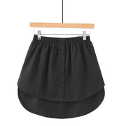 付け裾 つけ裾 フェイクレイヤードシャツ レディース 女性 テールカット ウエストゴム スカート 無地 ストライプ ボタン 重ね着風 体型カバー 大きいサイズ カジュアル かわいい おしゃれ シンプル デイリー 普段使い お出かけ ボタン シンプル ホワイト 白 ブラック 黒 ブルー