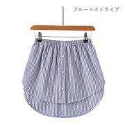 付け裾 つけ裾 フェイクレイヤードシャツ レディース 女性 テールカット ウエストゴム スカート 無地 ストライプ ボタン 重ね着風 体型カバー 大きいサイズ カジュアル かわいい おしゃれ シンプル デイリー 普段使い お出かけ ボタン シンプル ホワイト 白 ブラック 黒 ブルー