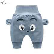 ロングパンツ 長ズボン ベビー キッズ 赤ちゃん 子供服 男の子 女の子 ボトムス ハイウエスト ウサギ クマ 動物 アニマル プリント 耳付き かわいい カジュアル ゆったり ボーイズ ガールズ ピンク ブルー グレー ネイビー イエロー 青 黄色