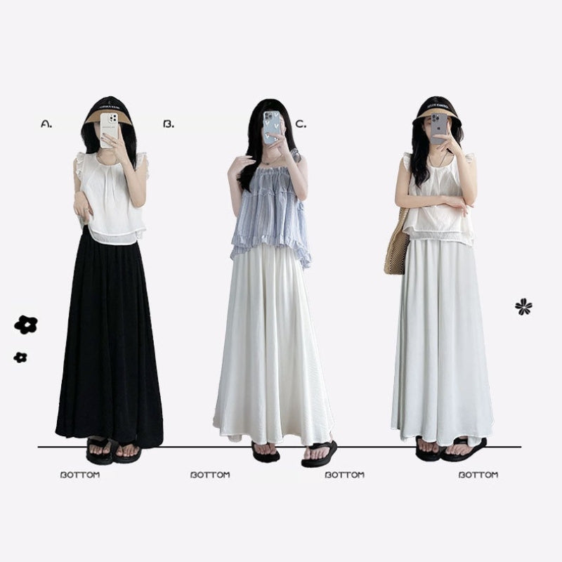 ロングパンツ ワイドパンツ フレアワイドパンツ レディース スカーチョ フレアパンツ 商品画像2