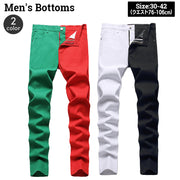 ジーンズ スキニーデニム メンズ 男性 バイカラー 個性的 配色 2色 ツートン デニムパンツ ジーパン スリムパンツ ロングパンツ 細身 カジュアル お洒落 着回し カッコイイ かっこいい 格好いい クール 目立つ