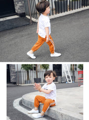 長ズボン ロングパンツ キッズ ジュニア 子供 男の子 女の子 ズボン パンツ ボトムス ライン入り ウエストゴム 黒 ピンク 緑 赤 シンプル 部屋着 お出かけシーン カラバリ豊富