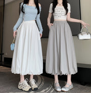 ロングスカート レディース バルーンスカート ふんわり ボリューム コクーン 無地 単色 おしゃれ かわいい ちょうちん ふわふわ 体型カバー ウエストゴム 女性用 婦人服