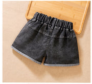 ショートパンツ キッズ ジュニア 女の子 男の子 子供用 ボトムス ズボン 短パン デニム カラーデニム カットオフ 切りっぱなし ジーンズ ジーパン ウエストゴム ポケット 無地 ブラック ホワイト ブルー カジュアル シンプル かわいい おしゃれ