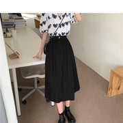 ロングスカート ミディアム Aライン レディース 女性 ひざ下 膝下 薄手 通年 スカート ボトムス 大きいサイズ ゆったり 体系カバー ウエストゴム 着回し 春 夏 秋 冬 オールシーズン 膝下丈 シンプル 無地 合わせやすい サイズ豊富 ブラック 黒 ホワイト 白