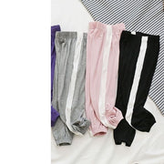 子供服 ロングパンツ キッズ ベビー ジュニア ジョガーパンツ ライン入り 女の子 男の子 ウエストゴム 裾ゴム 薄手 夏 春 長ズボン カジュアル ブラック ブルー ピンク グレー