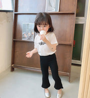ロングパンツ 長ズボン ブーツカットパンツ キッズ ジュニア ベビー 子供用 女の子 ボトムス ウエストゴム 無地 単色 シンプル 着回し力 合わせやすい カジュアル お洒落 可愛い お出かけ 普段使い デイリー 女児 子供服