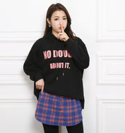 付け裾 つけ裾 チェック柄 レディース フェイクレイヤード シャツ ラウンドカット ラウンド裾 おしゃれ かわいい 重ね着風 体型カバー 前開き風 ウエストゴム フェイクボタン カジュアル デイリー 普段使い お出かけ トップス ボトムス つけすそ 女性用 婦人用