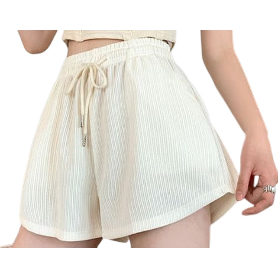 ショートパンツ ワイドパンツ 短パン レディース 大きいサイズ 普段着 ベージュ バリエーション画像