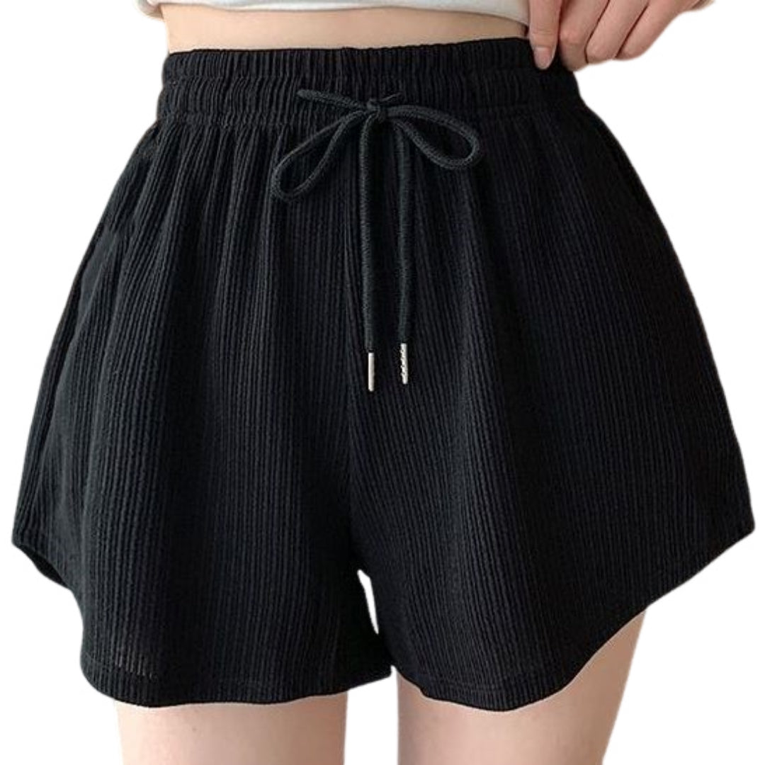 ショートパンツ ワイドパンツ 短パン レディース 大きいサイズ 普段着 ブラック バリエーション画像