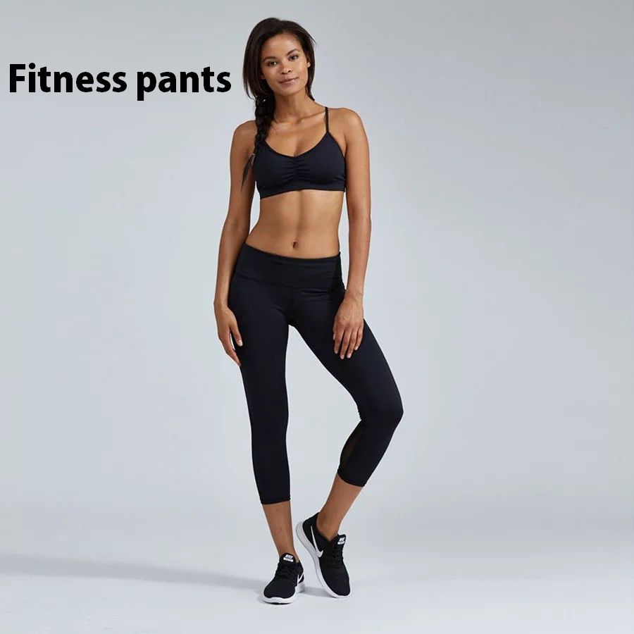 フィットネスパンツ スポーツウェア ヨガパンツ トレーニングウェア ボトムス スキニー 女性用 レディース ハイウエスト 8分丈 無地 単色 シンプル おしゃれ かっこいい スポーティー ブラック 黒