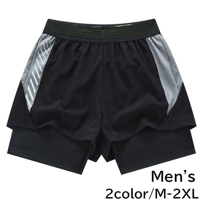 スポーツウェア ショートパンツ レギンス 一体型 メンズ 男性用 紳士用 ボトムス 大きいサイズ 短パン ブラック グレー フィットネス トレーニング ジム ランニング ジョギング 運動