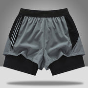 スポーツウェア ショートパンツ レギンス 一体型 メンズ 男性用 紳士用 ボトムス 大きいサイズ 短パン ブラック グレー フィットネス トレーニング ジム ランニング ジョギング 運動