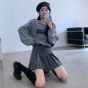 ミニスカート プリーツスカート レディース 女性用 ボトムス 膝上 ひざ上 台形 無地 大きいサイズ 裏地付き カジュアル シンプル おしゃれ かわいい ブラック ホワイト グレー ネイビー 黒 白