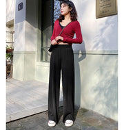 ロングパンツ ワイドパンツ レディース 女性 ボトムス ウエストゴム ハイウエスト 無地 単色 シンプル ゆったり お洒落 お出かけ 普段使い デイリー ラフ ルームウェア 着回し 合わせやすい 婦人服
