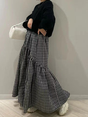 ロングスカート マキシ丈 レディース ボトムス 無地 チェック柄 おしゃれ 可愛い カジュアル お出かけ 着回し デイリー 旅行 通勤 通学 女の子 女性用 婦人服 白 黒 グレー 緑