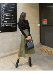 スカート レディース 女性用 ミモレ丈 ミディアム丈 ミディ丈 フレア 無地 バックリボン おしゃれ 上品 可愛い きれいめ 通勤 オフィス おでかけ 婦人用 ボトムス ブラック グリーン カーキ