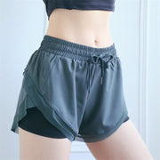 ショートパンツ インナーパンツ付 レディース スポーツ フィットネス 短パン ヨガパンツ ハイウエスト ポケット 速乾 無地 夏