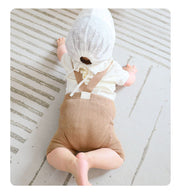 リブレギンス サスペンダー付き 子供服 ベビー 赤ちゃん スパッツ ハーフパンツ 半ズボン ウエストゴム 伸縮性 シンプル 無地