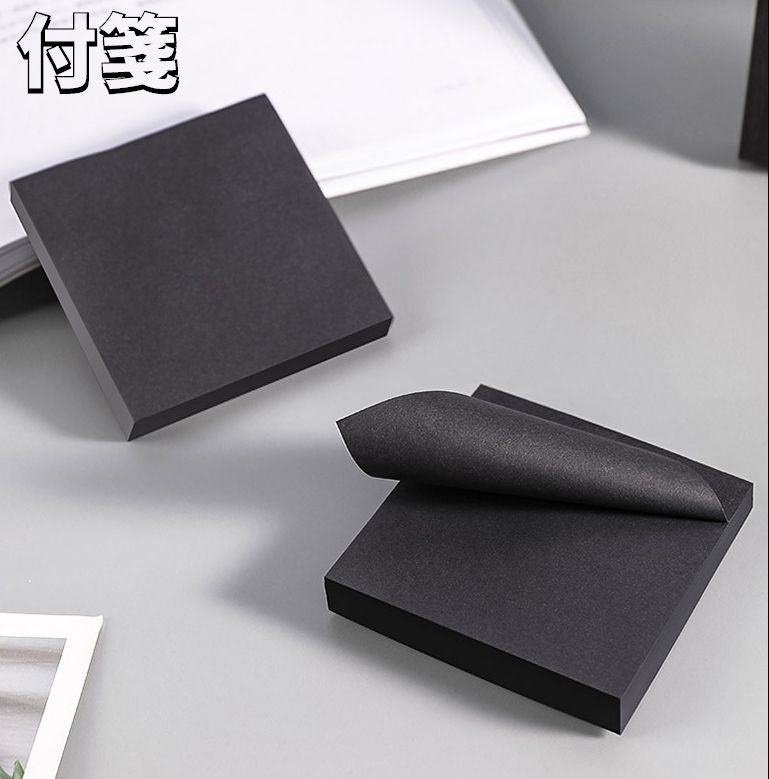 付箋 ふせん 卓上 ブラック 黒 看板風 文房具 文具 正方形 四角形 手紙 デスク オフィス 事務 貼り付け メッセージ 伝言 かわいい