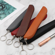ペンケース ペンホルダー ペンポーチ 筆箱 レディース メンズ PUレザー スリム コンパクト 軽量 シンプル 無地 オフィス