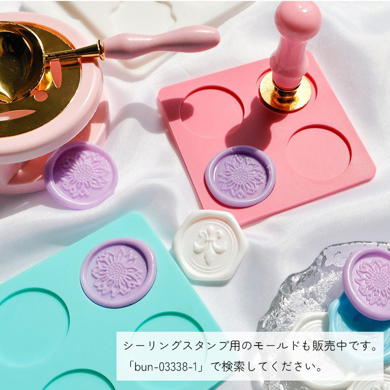 シーリングスタンプ台 手芸用品 丸 ピンク レース風 シンプル 商品画像3