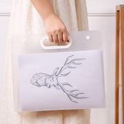 ファイルケース クリアケース A2 A3 A4 バッグ型 横型 持ち手付き ボタン 絵画 美術 持ち運び 収納 無地 シンプル 文具 事務用品