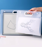 ファイルケース クリアケース A2 A3 A4 バッグ型 横型 持ち手付き ボタン 絵画 美術 持ち運び 収納 無地 シンプル 文具 事務用品