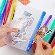バインダーポケット リフィル 6穴 6色セット 6枚セット A5 A6 ジッパー ファスナー スライド バインダー システム手帳 収納 透明 カード レシート 写真 プリクラ シール シール帳 推し活 コレクション シール交換 シンプル お洒落 かわいい カスタマイズ 手作り 持ち運び 持ち歩き コンパクト