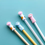 鉛筆キャップ 4個セット 鉛筆カバー 先端 保護 プロテクト ガード 折れない シリコン 猫の手 肉球 ねこ ネコ 猫 かわいい