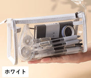 ペンケース 筆箱 ペン入れ ファスナー 透明 クリア 中身が見える 筆記用具入れ 文房具入れ 小物入れ 収納 大容量 ステーショナリー用品 ジッパー 定番 シンプル 学生