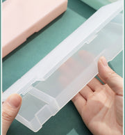 ペンケース 筆箱 筆入れ 箱型 小物入れ 文房具 筆記用具入れ 文具 仕切り 消しゴム入れ スクエア ボックス型 クリアカラー かわいい シンプル おしゃれ 通学 小学生 中学生 高校生 大学生 男女兼用 メンズ レディース