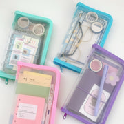 ファイルケース クリアケース A6 小物入れ 文房具入れ ペンケース 小物収納 事務用品 筆箱 文房具 書類 ファスナー ジッパー 整理整頓