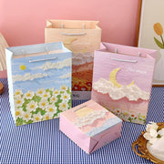 ギフトバッグ 紙袋 ペーパーバッグ 手提げ紙袋 ファッションバッグ 立体 花 雲 月 プレゼント 上品 高級感 ラッピング おしゃれ かわいい