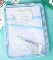 ファイルケース ドキュメントケース メッシュケース A4 書類入れ 仕切り 仕分け 資料 小学校 小学生 中学生 高校生 ビジネス ポケット 収納 持ち運び おしゃれ シンプル 文房具 パステルカラー 軽量 ジップアップ 教科書 テキスト 大学生