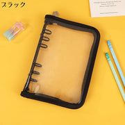 リングバインダー ミニバインダー バインダー ファイル リングファイル シール帳 トレカケース A5 A6サイズ 6穴 ファスナー付き クリア 透明 ラメ入り 保管 収納 収集