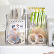 ペン立て ペンスタンド 鉛筆立て ペンホルダー スマホスタンド 文房具入れ 縦長 仕切り 入れやすい 卓上 整理整頓 収納 シンプル 透明 クリア 小物入れ 収納ケース メイクブラシスタンド デスクオーガナイザー 整理用品 日用品雑貨