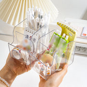 ペン立て ペンスタンド 鉛筆立て ペンホルダー スマホスタンド 文房具入れ 縦長 仕切り 入れやすい 卓上 整理整頓 収納 シンプル 透明 クリア 小物入れ 収納ケース メイクブラシスタンド デスクオーガナイザー 整理用品 日用品雑貨