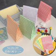 紙袋 ラッピング袋 5枚セット 封筒 ギフト袋 包装 ペーパーバッグ 引き出しパーティション ギンガムチェック おしゃれ かわいい カラバリ 小物立て 小物整理 ラッピング用品