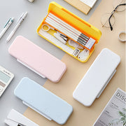 ペンケース 筆箱 ふでばこ ペンホルダー 2段 文房具 日用品雑貨 筆記具 文具 無地 単色 シンプル かわいい おしゃれ