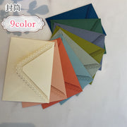封筒 レター用品 手紙用品 紙物雑貨 文房具 横長 長方形 レース模様 無地 ブルー ピンク オフホワイト フェミニン ガーリー エレガント 可愛い キュート おしゃれ