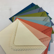 封筒 レター用品 手紙用品 紙物雑貨 文房具 横長 長方形 レース模様 無地 ブルー ピンク オフホワイト フェミニン ガーリー エレガント 可愛い キュート おしゃれ