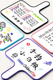 ホワイトボード 白板 アンサーボード アンサーパドル ハンディーボード 手持ち 持ち手付き 取っ手付き マーカーペン3本付き イレーザー付き シンプル 学習 黒 青 ピンク 紫