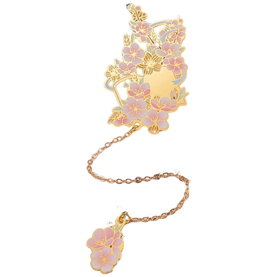 しおり 栞 ブックマーク ブックマーカー 金属製 文房具 文具 雑貨 フラワー 花 チェーン 揺れる かわいい おしゃれ きれいめ プレゼント ギフト 贈り物