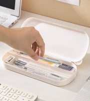 ペンペース 筆箱 箱型 ボックス型 仕切り付き スクエア 角丸 文房具 筆記用具 プラスチック おしゃれ かわいい 分類 整理 収納 小物入れ 小学生 中学生 高校生 大学生 ステーショナリー