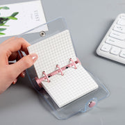 システム手帳 ミニバインダー 3穴 80枚 方眼紙 A6 透明 クリア スナップボタン メモ帳 持ち運び 携帯 小さめ コンパクト かわいい 学生 学校 仕事用 ビジネス用