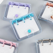システム手帳 ミニバインダー 3穴 80枚 方眼紙 A6 透明 クリア スナップボタン メモ帳 持ち運び 携帯 小さめ コンパクト かわいい 学生 学校 仕事用 ビジネス用